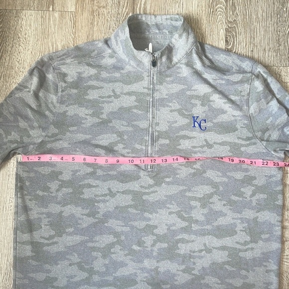 johnnie-O Heather Gray Quarter-Zip Pullover kc camo long sleeve size large - Picture 4 of 7